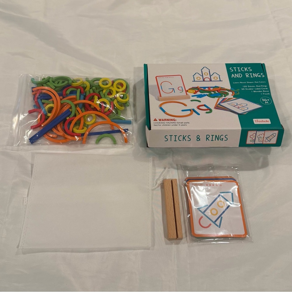 NWT Sticks and Rings Wooden Shapes Colors Educational Toy Set - Picture 9 of 16